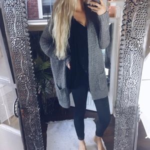 Grey Open Knit Cardigan